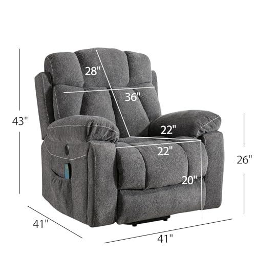 Large Power Lift Recliner Chair with Massage and Heat, Dark Gray W53727