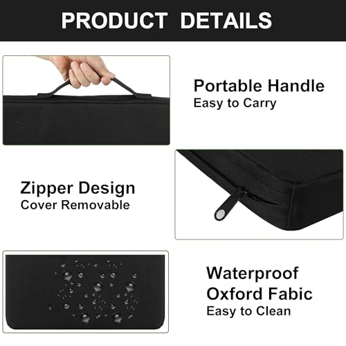 2 Inches Thick Waterproof Oxford Fabric Stadium Seat Cushions Set of 2 (Black) Y200