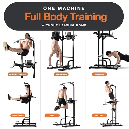 Pull Up Bar Free Standing Power Tower, Height Adjustable, 440LBS Capacity J851