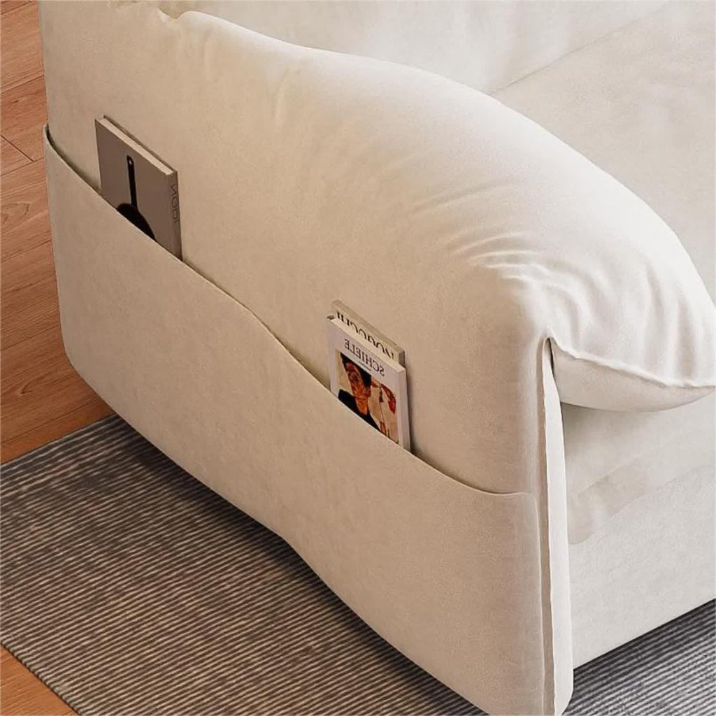 Beige Velvet Queen Size Futon Sofa Bed M8905