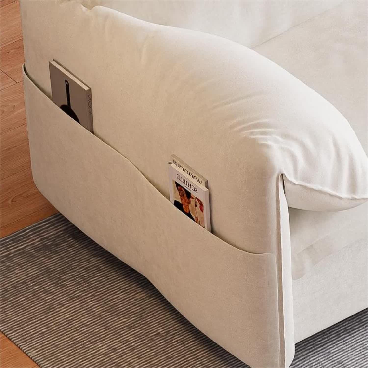 Beige Velvet Queen Size Futon Sofa Bed M8905