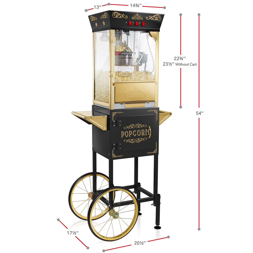 Black 8 oz Popcorn Machine with Cart B61286