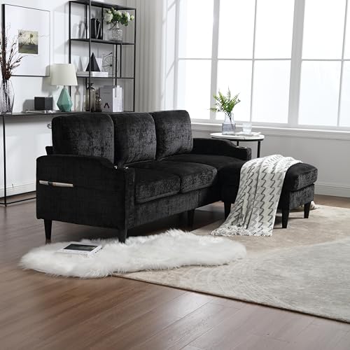 Beige Convertible L Shaped Sectional Sofa with Storage Ottoman Y79279