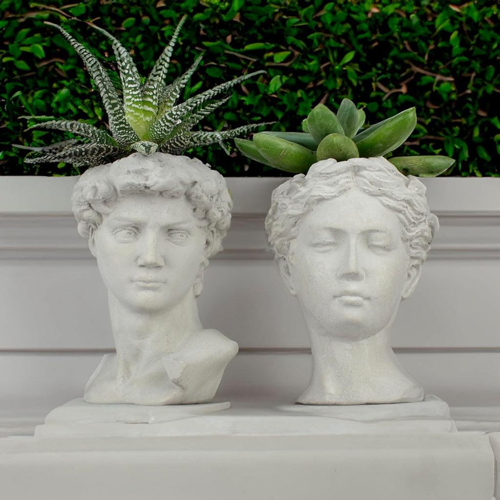 Gray 5 Inch Set of 2 Concrete Planter M3920