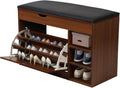 3 Tiers Storage Bench with Padded Seat Cushion Q707816