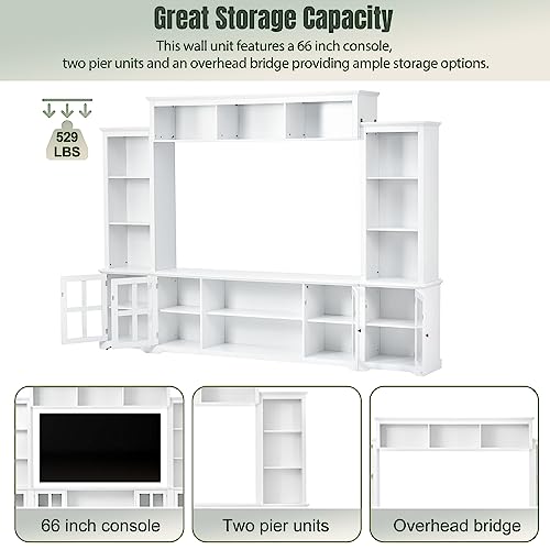 Black TV Console Table with Bookshelves and Tempered Glass Door U48585