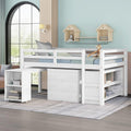 White Full Size Wood Loft Bed with Desk G75450