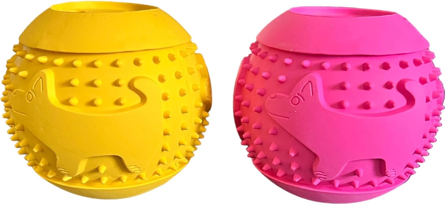 2 Pack Natural Rubber Dog Treat Dispenser Toy W736