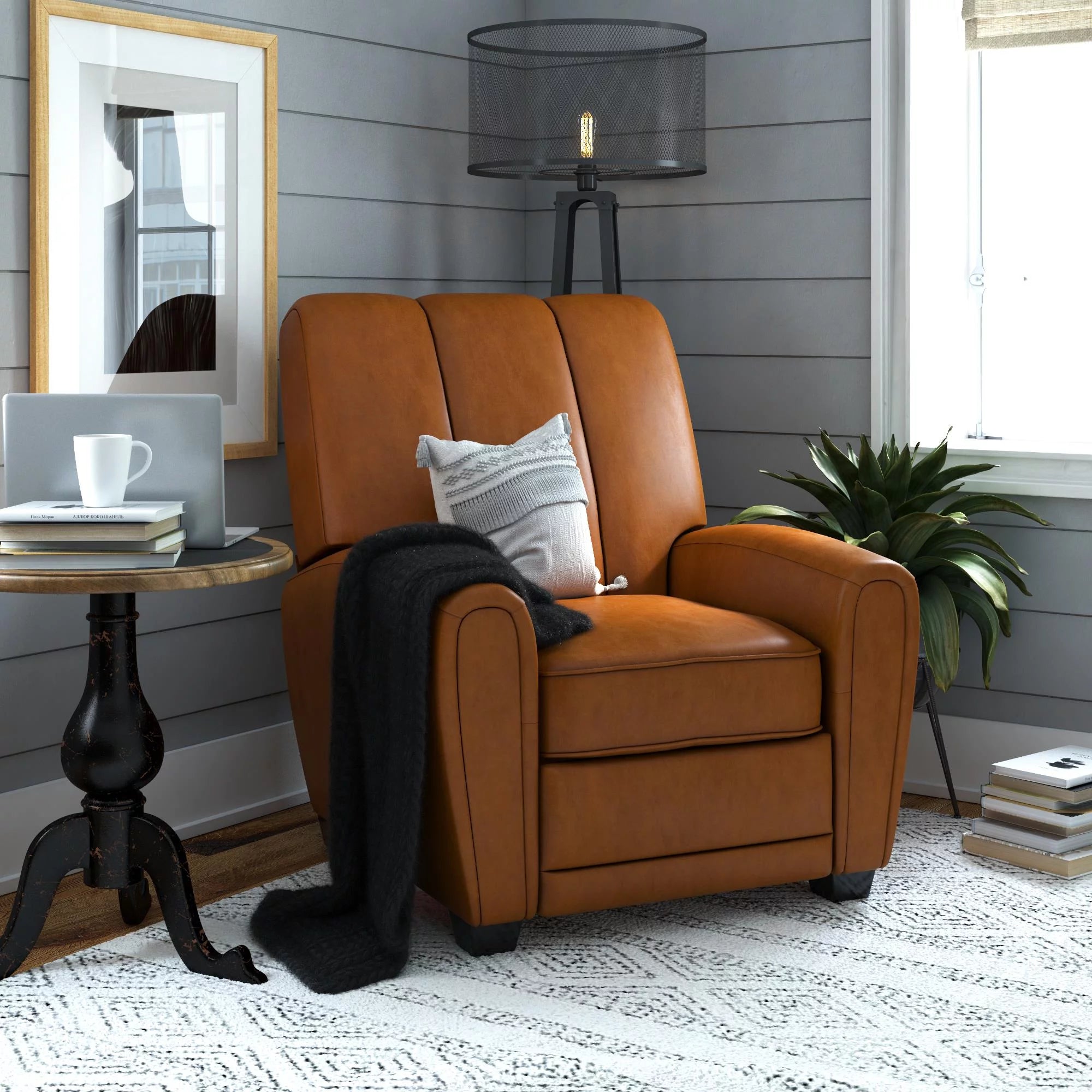 Camel Faux Leather Pushback Recliner Chair S33862
