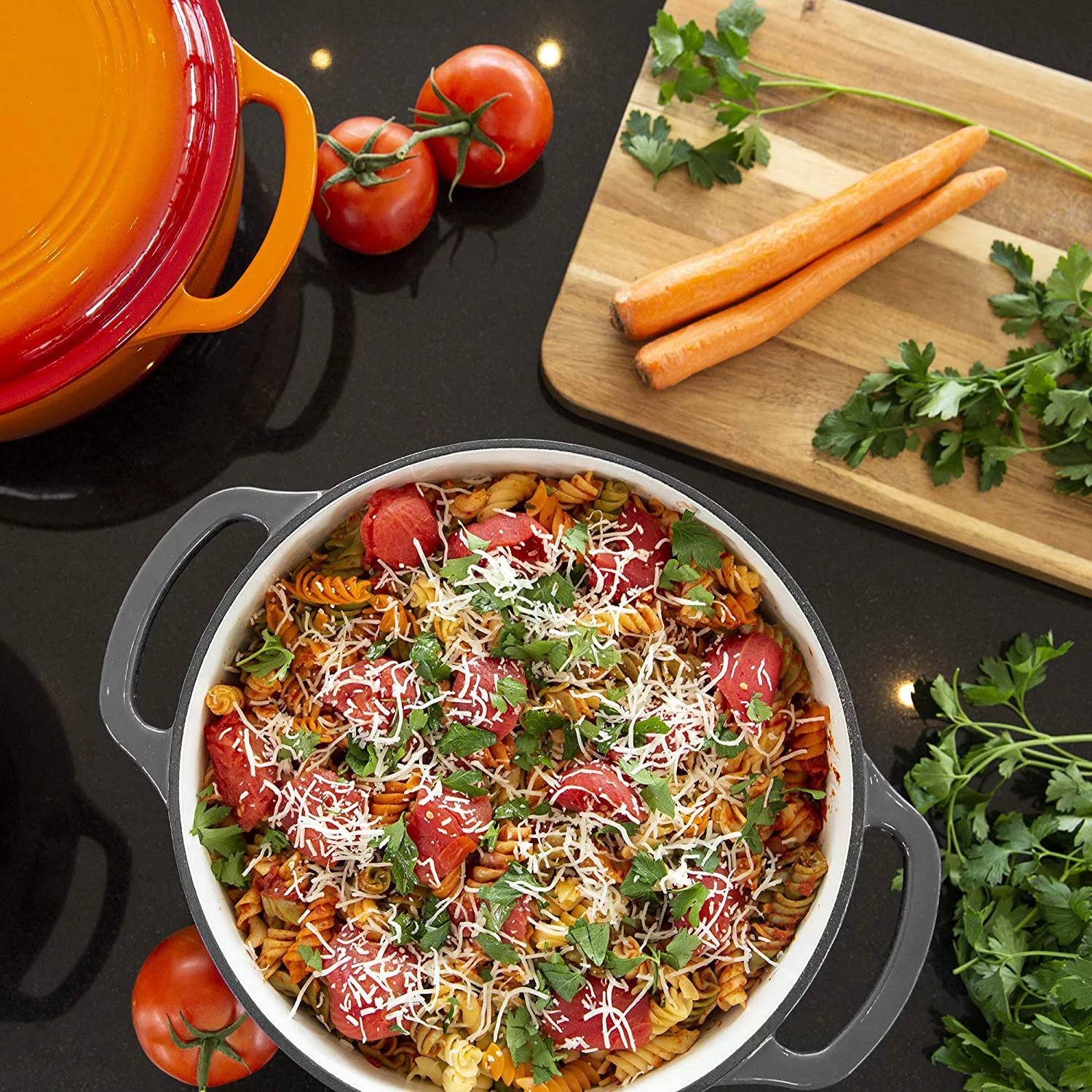 6qt Ceramic Non-Stick Cast Iron Dutch Oven with Enamel Coating, Gray V97189