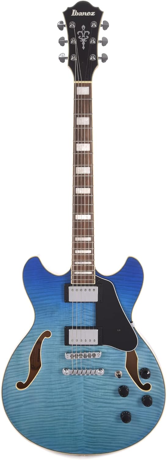 Azure Blue Gradation Semi-Hollow Body Electric Guitar C6696