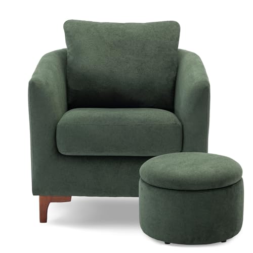Velvet Accent Chair with Storage Ottoman Set of 2, Camel Q505167