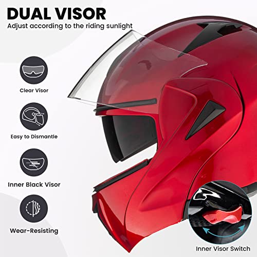 Modular Dual Visor Flip-up Full Face Motorcycle Helmet DOT C1965