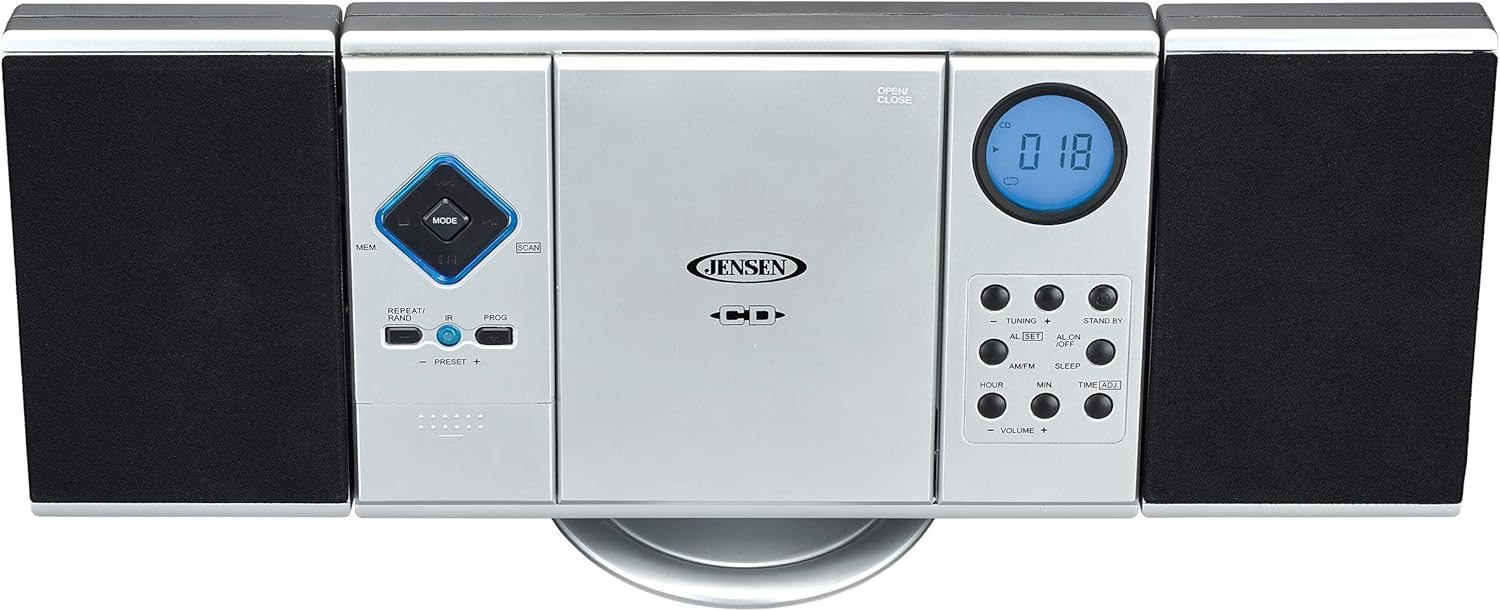 Silver Wall Mountable CD Music System with Speakers Pack of 2 K340