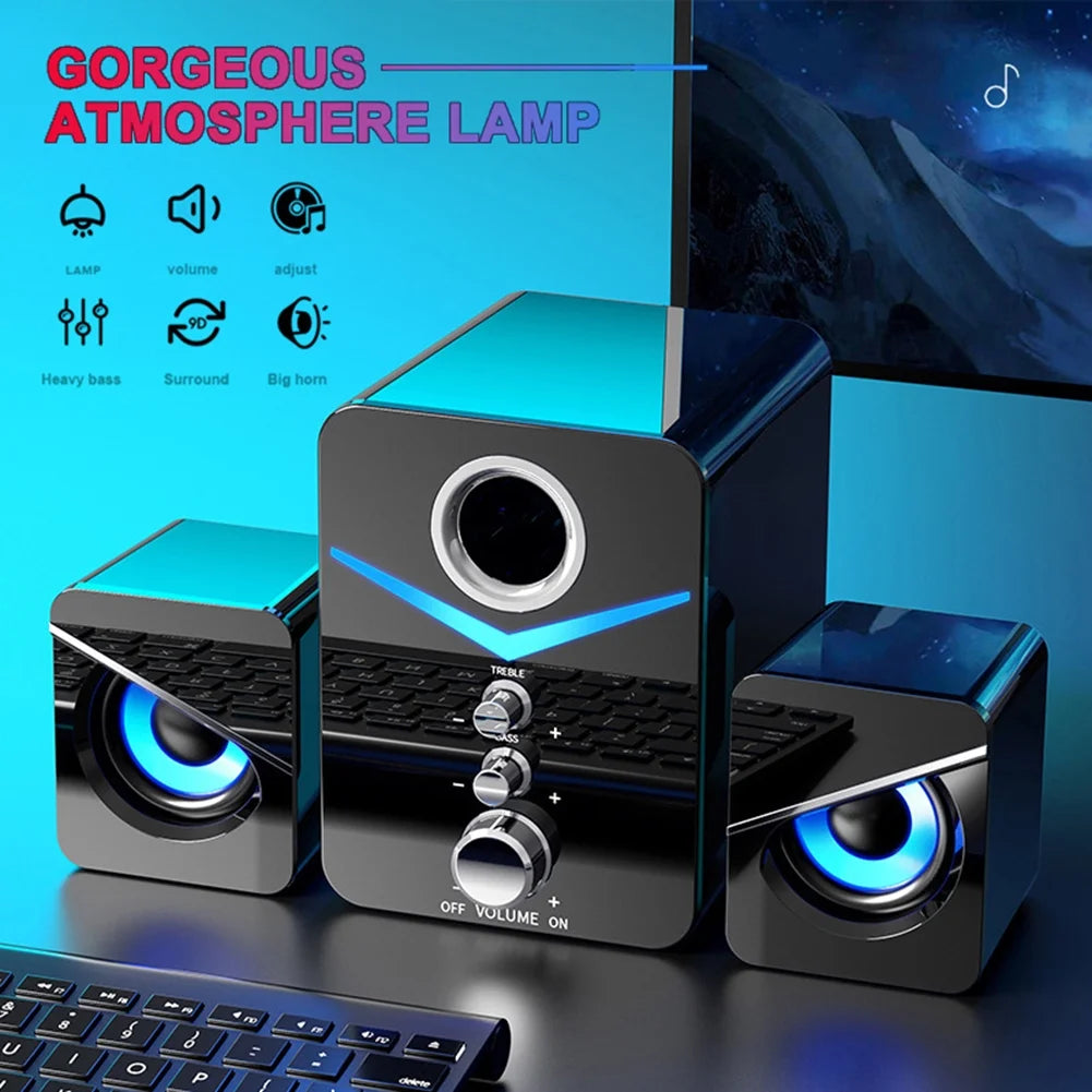Black USB-Powered 2.1 Mini Multimedia Speakers System, Set of 3 K13874