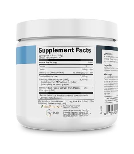 Creatine Monohydrate Powder with HMB, 30 Servings, Unflavored X14043