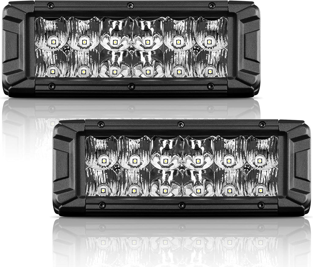 LED Light Bar 8 Inch Double Row 120W 12000LM Spot Flood Combo Off Road Lights Xenon White IP68 Waterproof Driving Light, 2Pcs Q83474