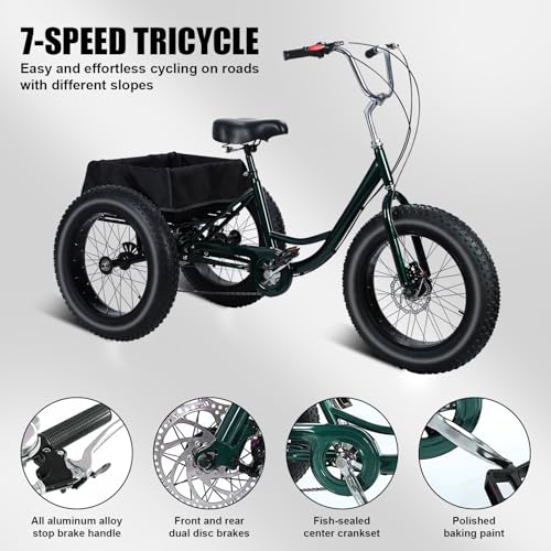 Black 20 inch 3 Wheel Fat Tire Tricycle J31112