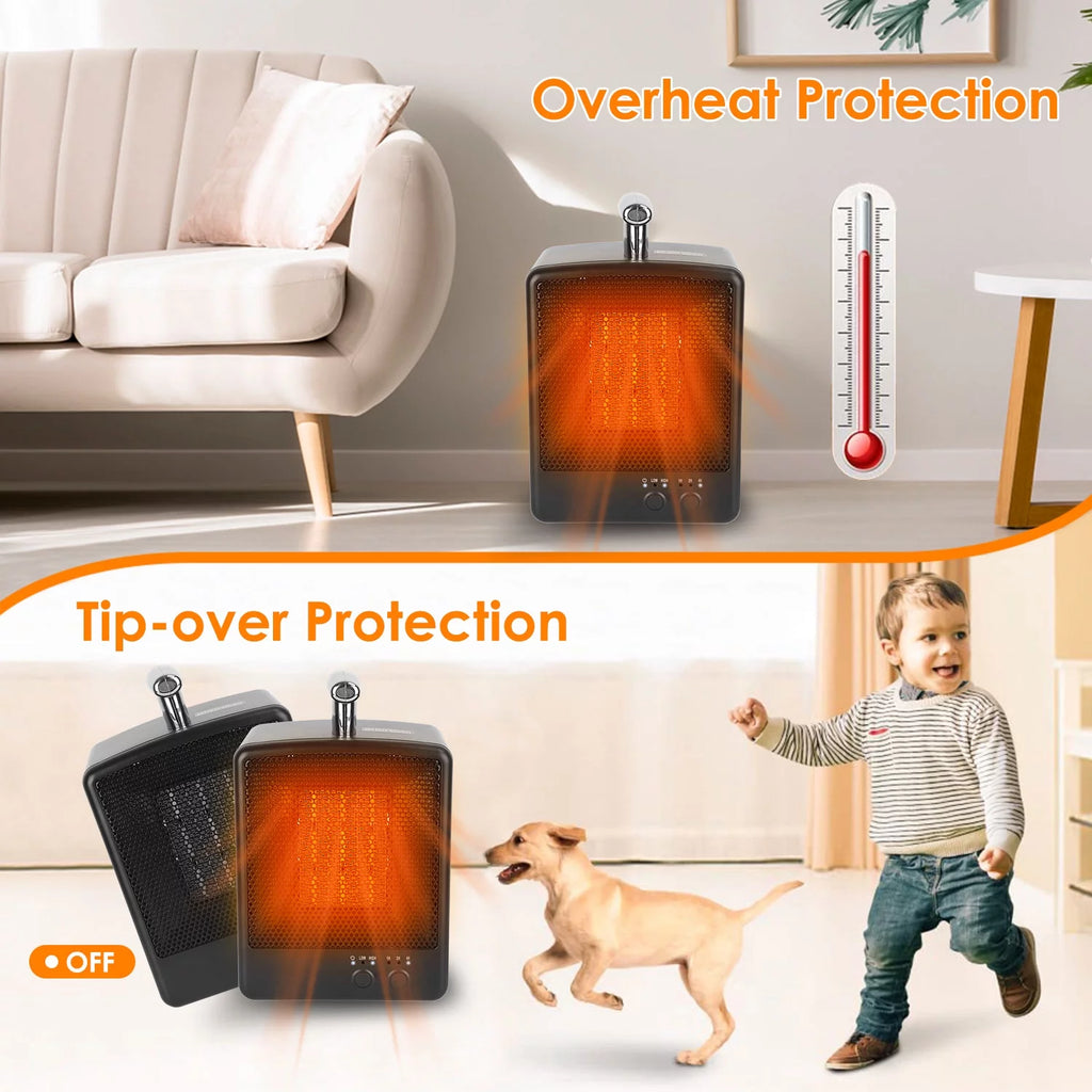 1000W Portable Ceramic Heater with Adjustable Temperature Timer L649