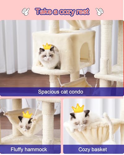 63" Smoky Gray Cat Tree with 2 Platforms, 2 Baskets, and Toys N452