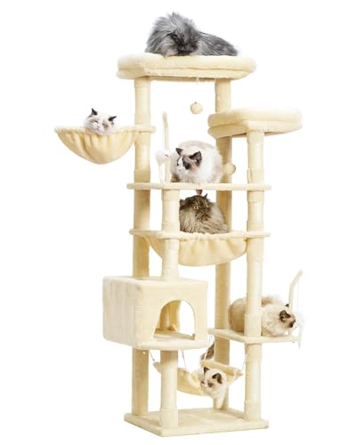 63" Smoky Gray Cat Tree with 2 Platforms, 2 Baskets, and Toys N452