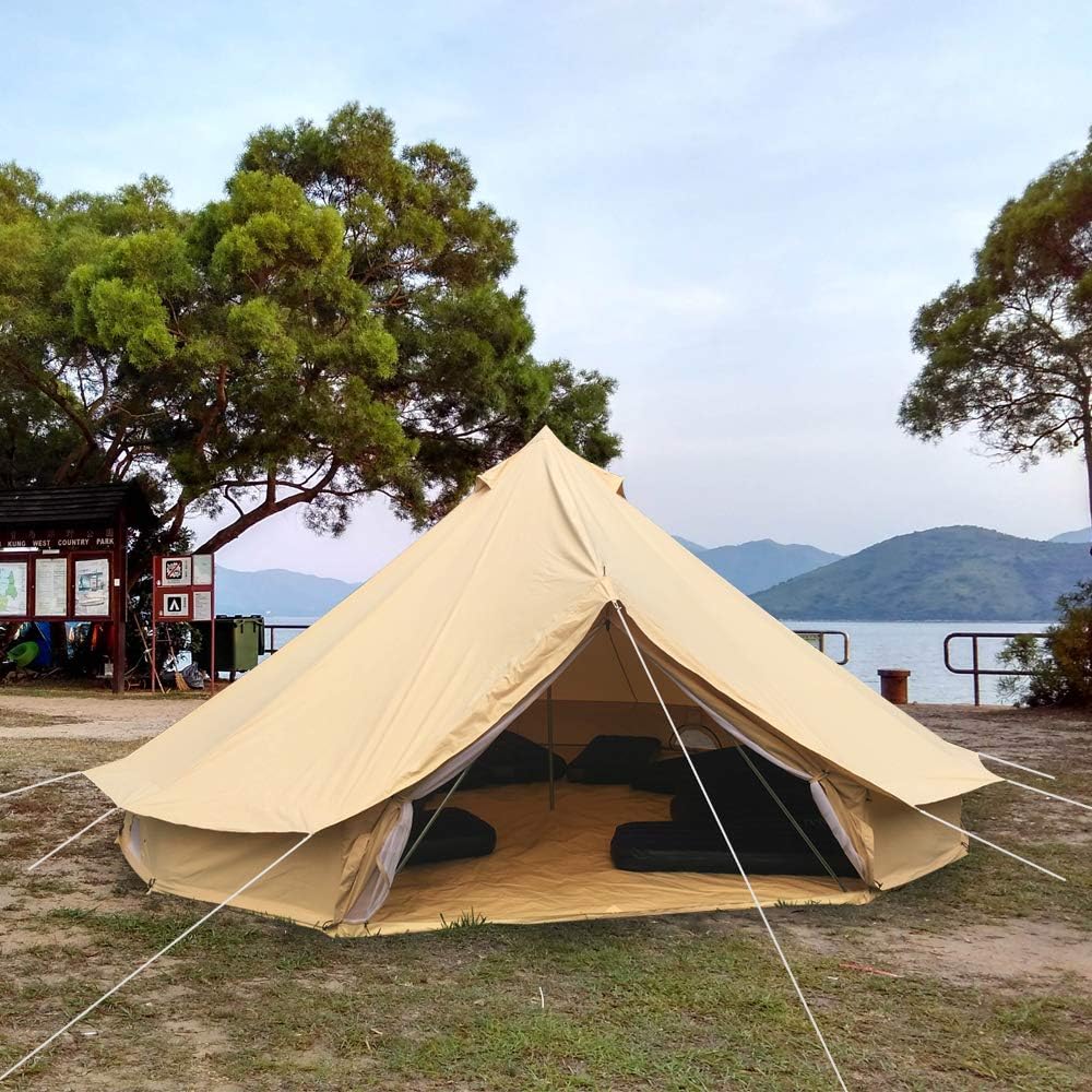 4 Season Cotton Canvas Bell Tent with Stove Jack Hole A239603