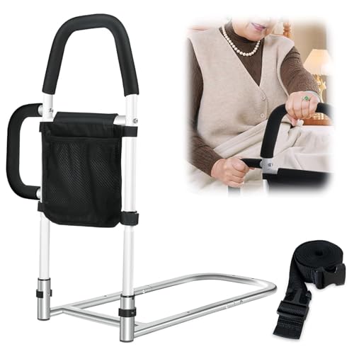 Portable Adjustable Bed Rail with Dual Grab Bars & Storage Pocket A336