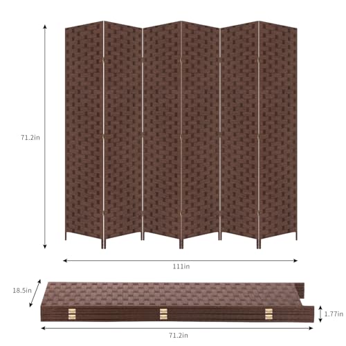 Brown 71" Wood Room Divider Screen G792