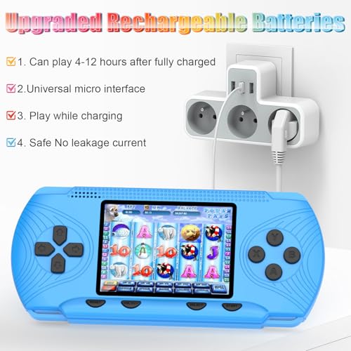 Handheld Game Console 3" HD Screen Built in 258 Video Games Blue Y89351