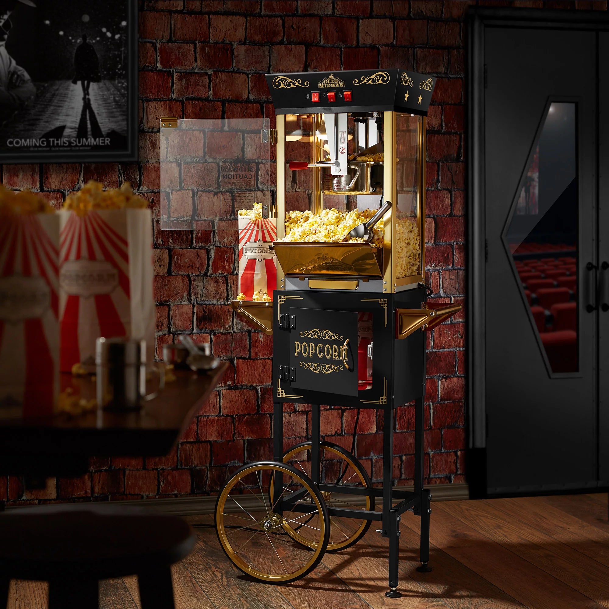 Black 8 oz Popcorn Machine with Cart B61286