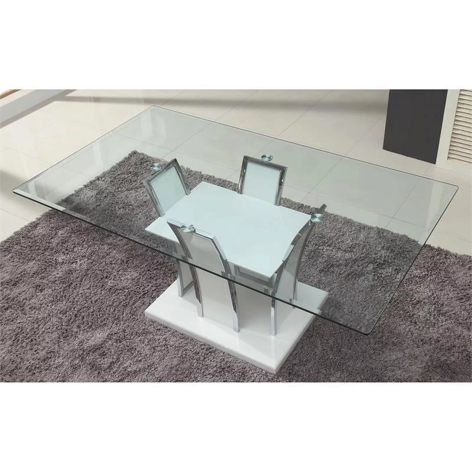 White Glass Top Dining Table E158