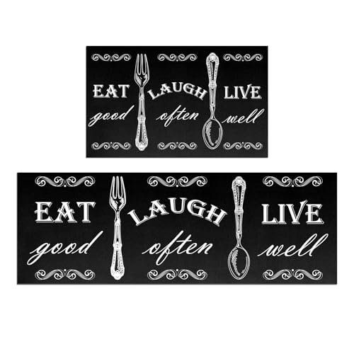 Boho Kitchen Mat Set of 2 Non Slip Thick Kitchen Rugs L51094