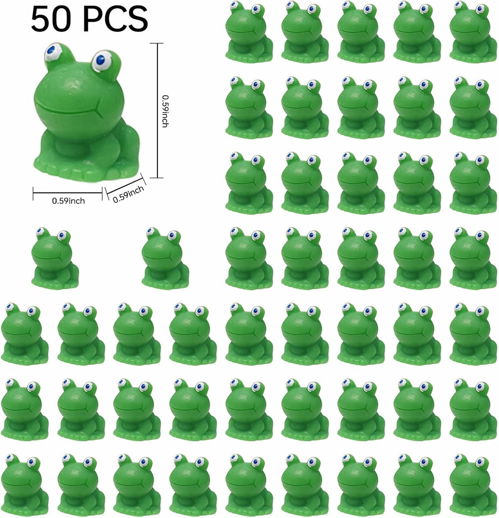 50 Pcs Green Plastic Frog Figurines Miniature Garden Decor E449250