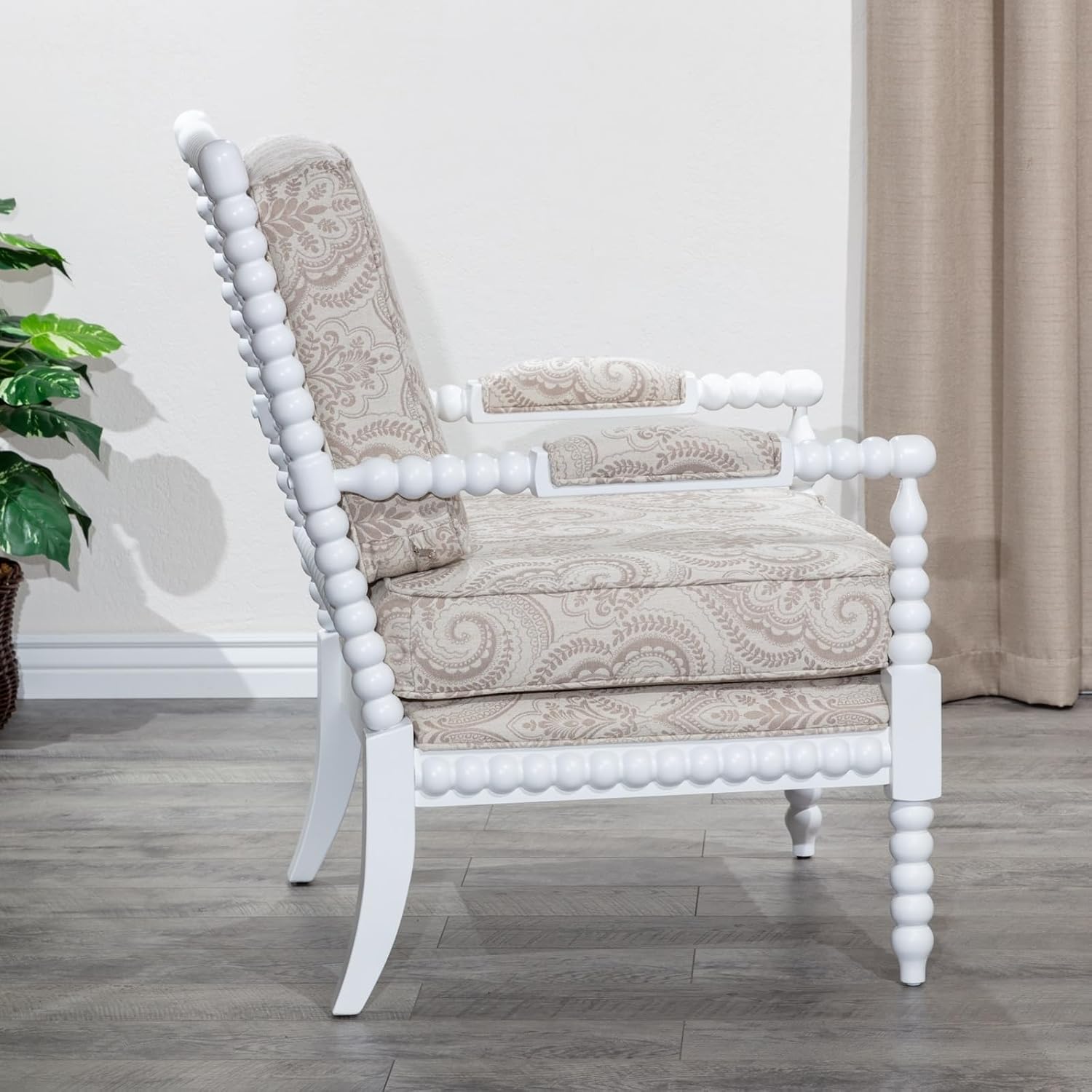 White Fabric Spindle Chair S2146