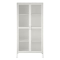 2 Door Tall Metal Locker Style Storage Cabinet with Mesh Metal Doors, Soft White V254