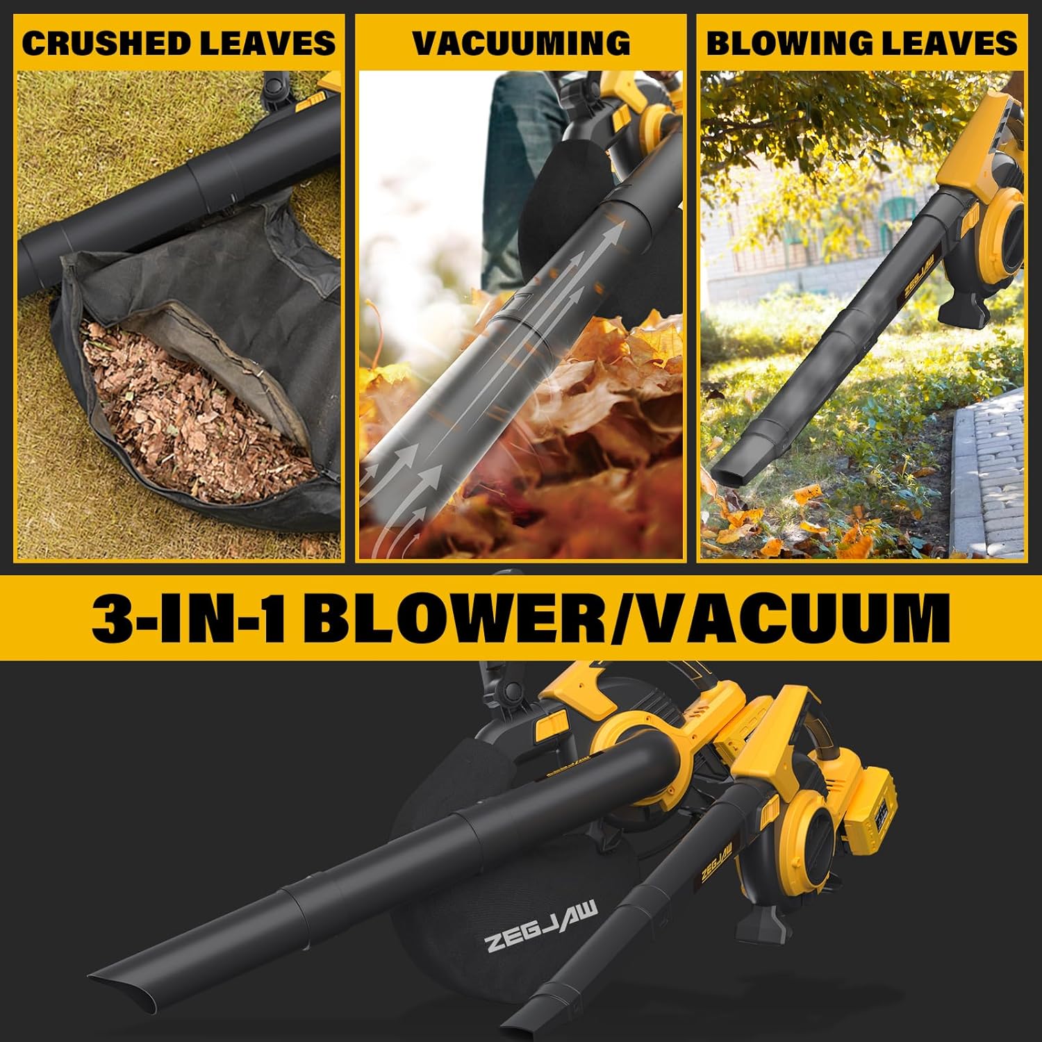 40V 330CFM Cordless Leaf Blower & Vacuum with 2x4.0Ah Battery & Charger S3009
