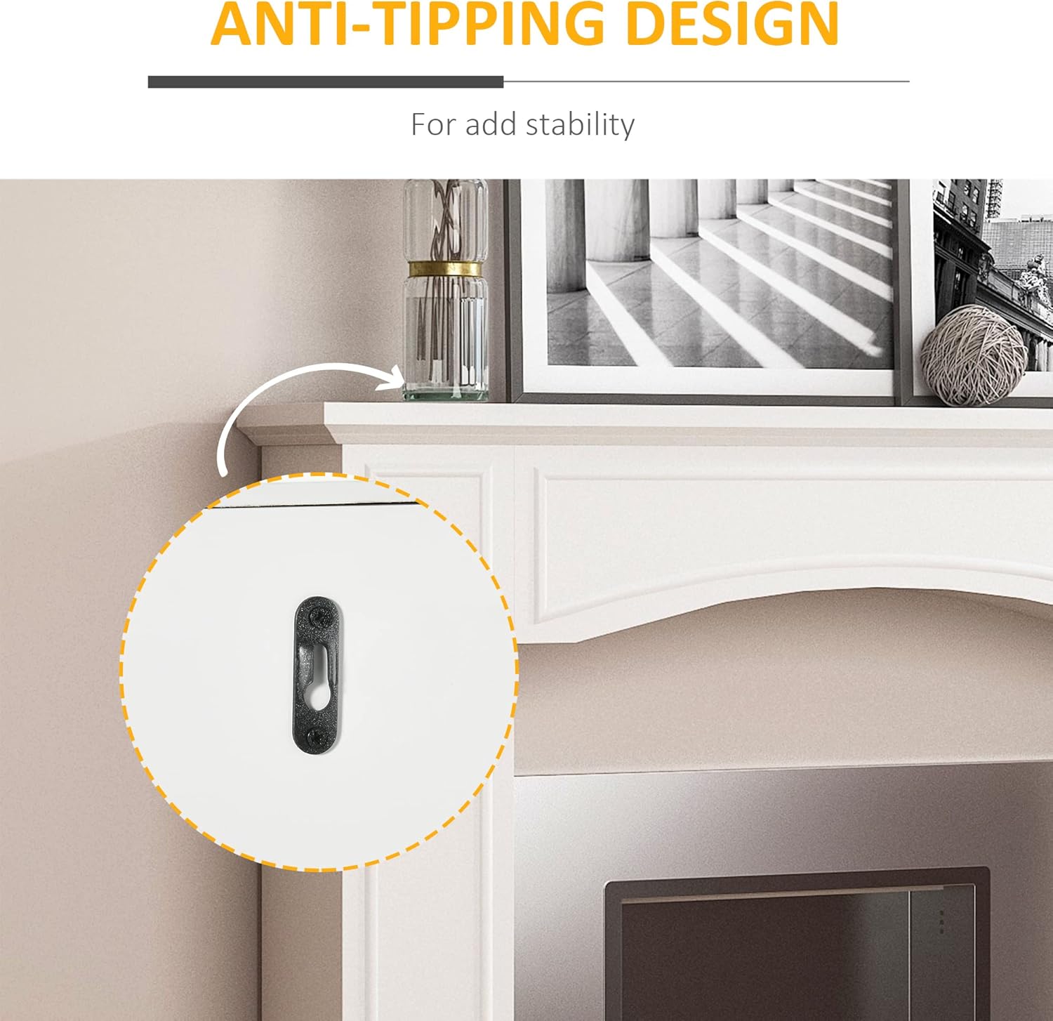 White Fireplace Mantel with Decorative Pattern Interior Width 29" P123497