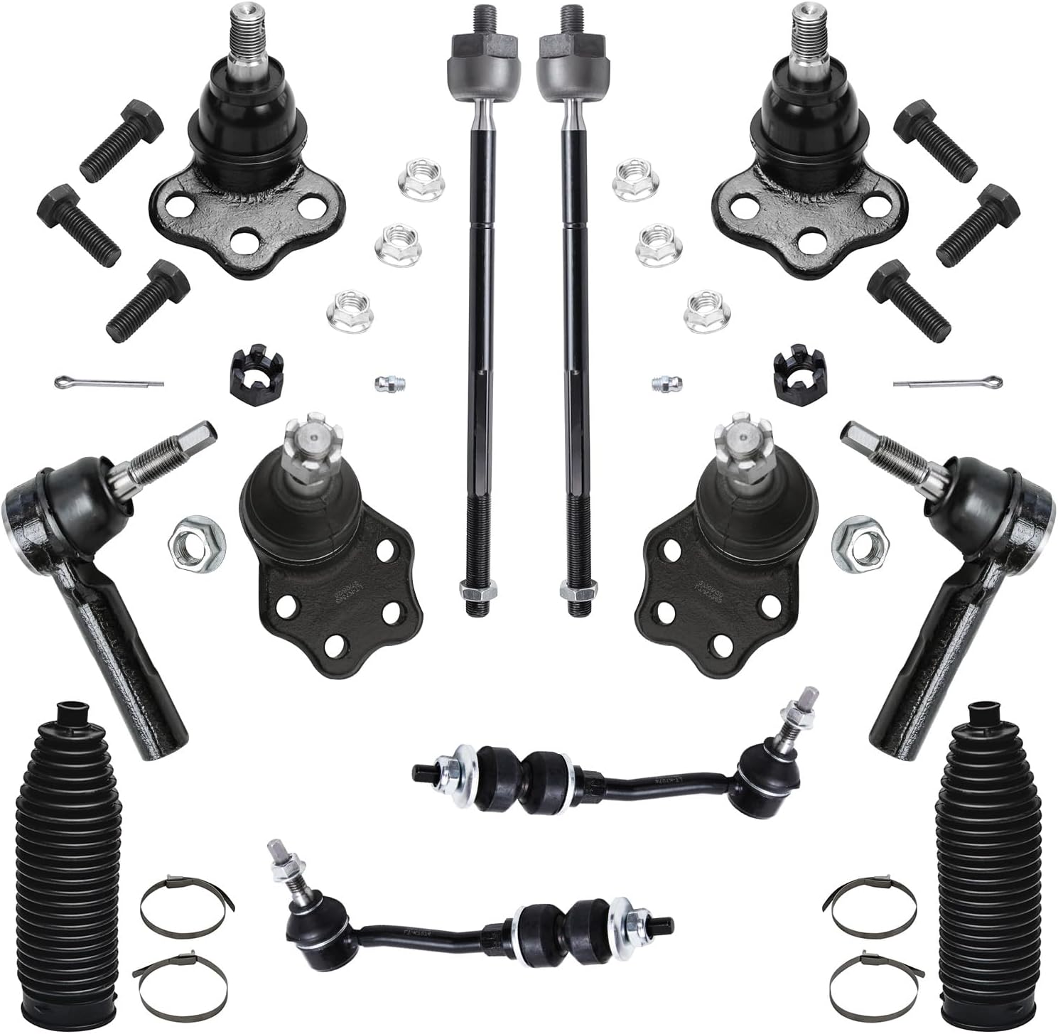 2WD Front 12pc Suspension Kit with Tie Rod Ends Sway Bars Ball Joints Boots I1389