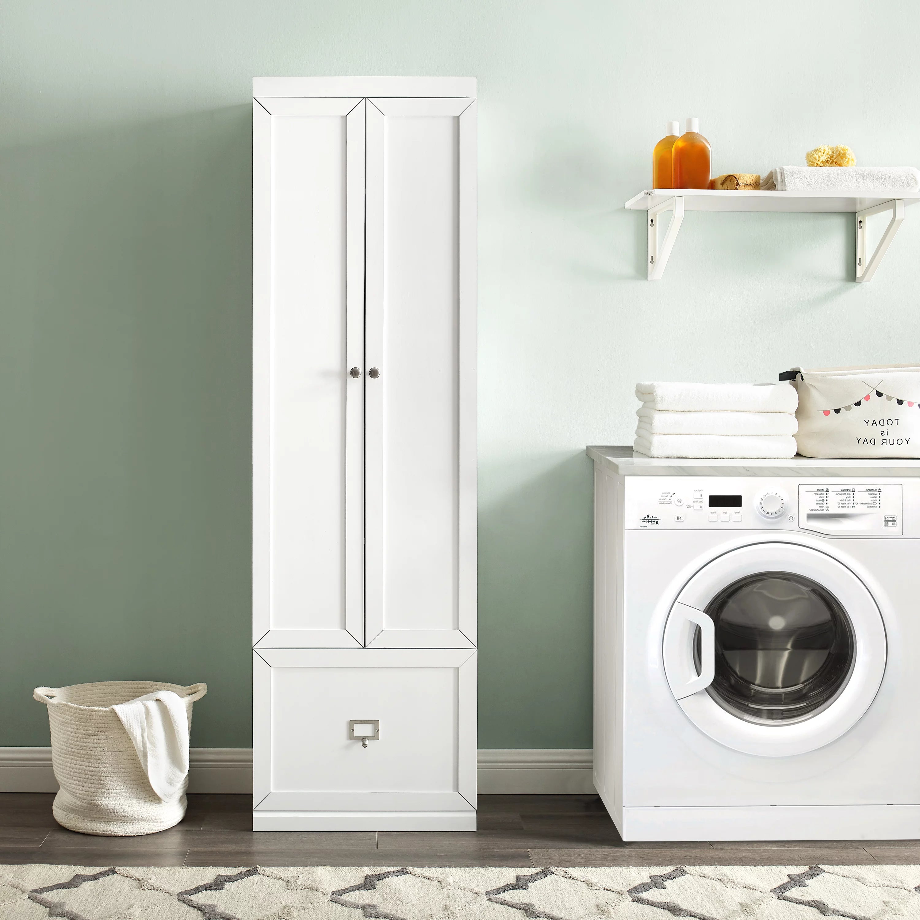 White Wood Convertible Pantry Closet V864641