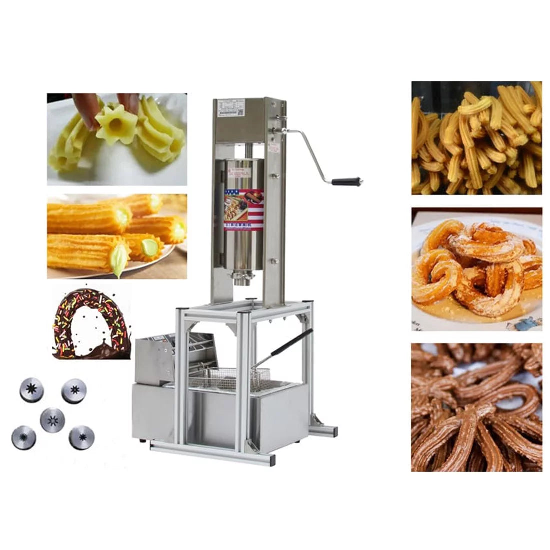 5L Electric Churro Making Machine with 6L Electric Deep Fryer X50132