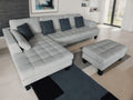 3PC Grey Microfiber Fabric L Shaped Sectional Sofa D573973