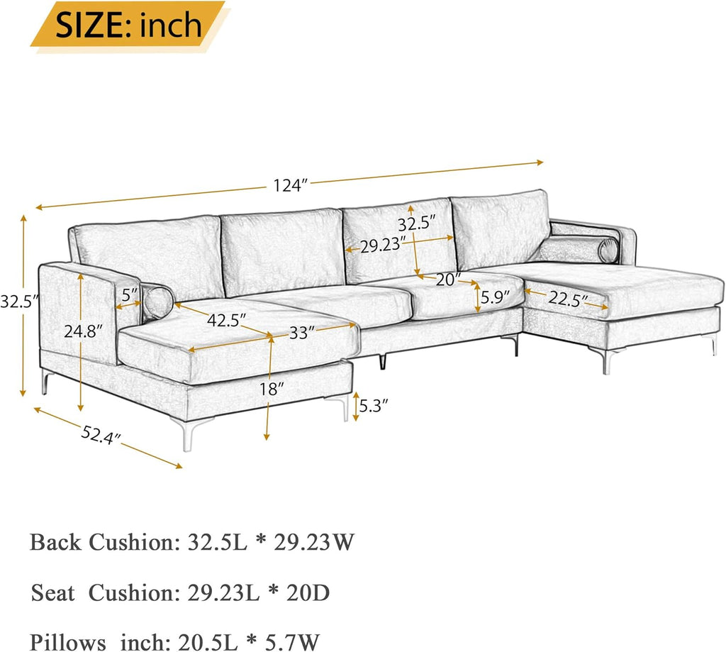 Purple Velvet Sectional Sofa Set with 2 Pillows V4845