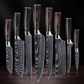 8-piece Japanese Kitchen Knife Set with Damascus Pattern Q7059