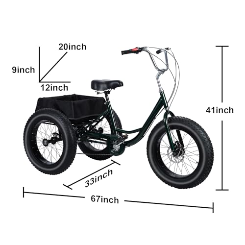 Black 20 inch 3 Wheel Fat Tire Tricycle J31112