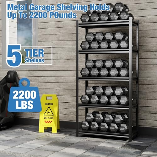 Black 3 Tier Adjustable Height Metal Shelving Unit Y382