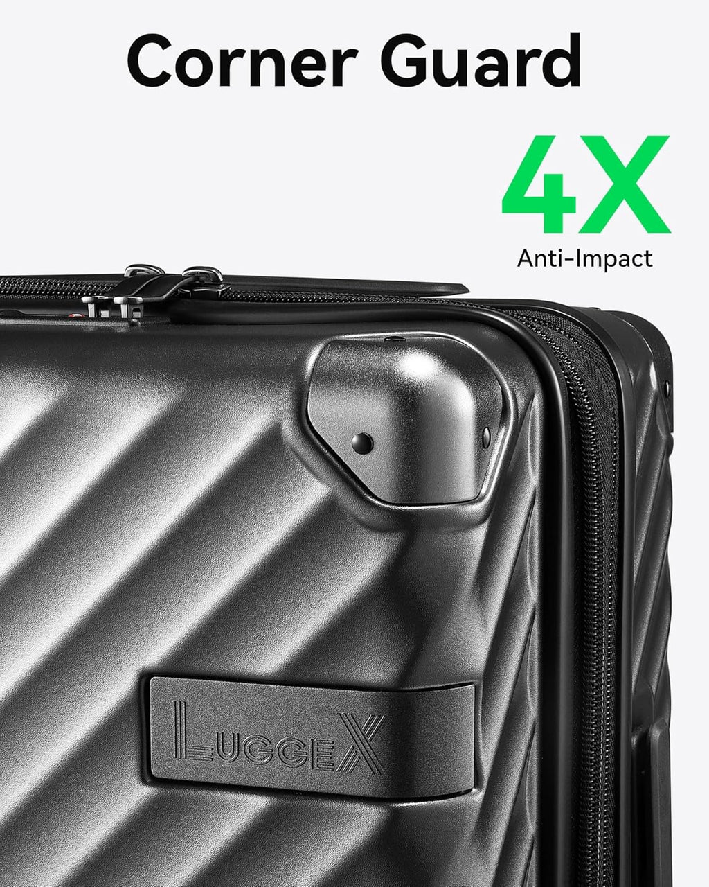 2 Piece 100% Polycarbonate Expandable Hard Suitcases with Wheels (Black, 20/28) J5066