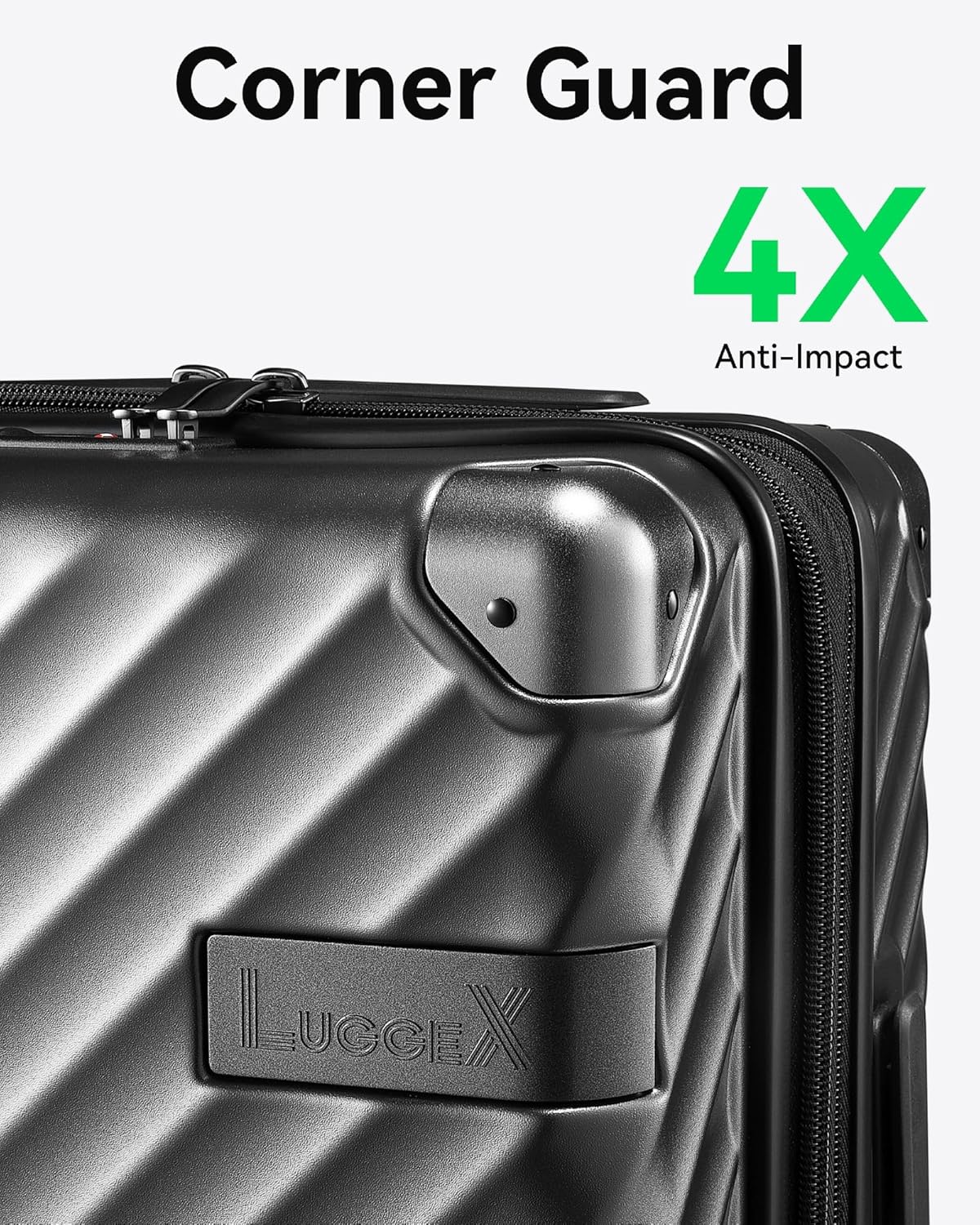 2 Piece 100% Polycarbonate Expandable Hard Suitcases with Wheels (Black, 20/28) J5066
