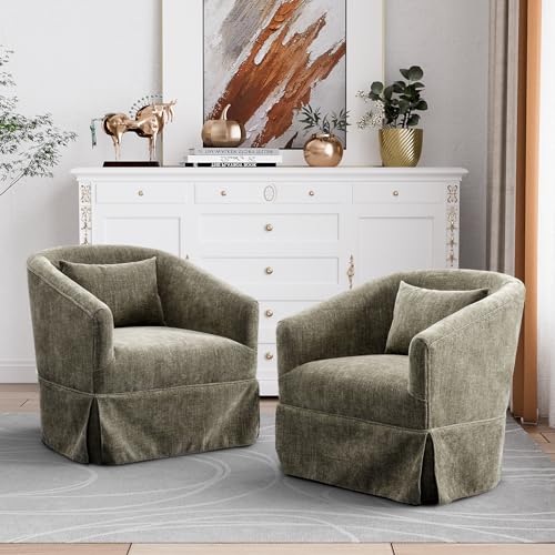 Beige Swivel Fabric Accent Chair Set of 2 E243927