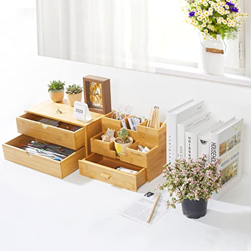 Bamboo Desk Organizer with 3 Drawers E3767
