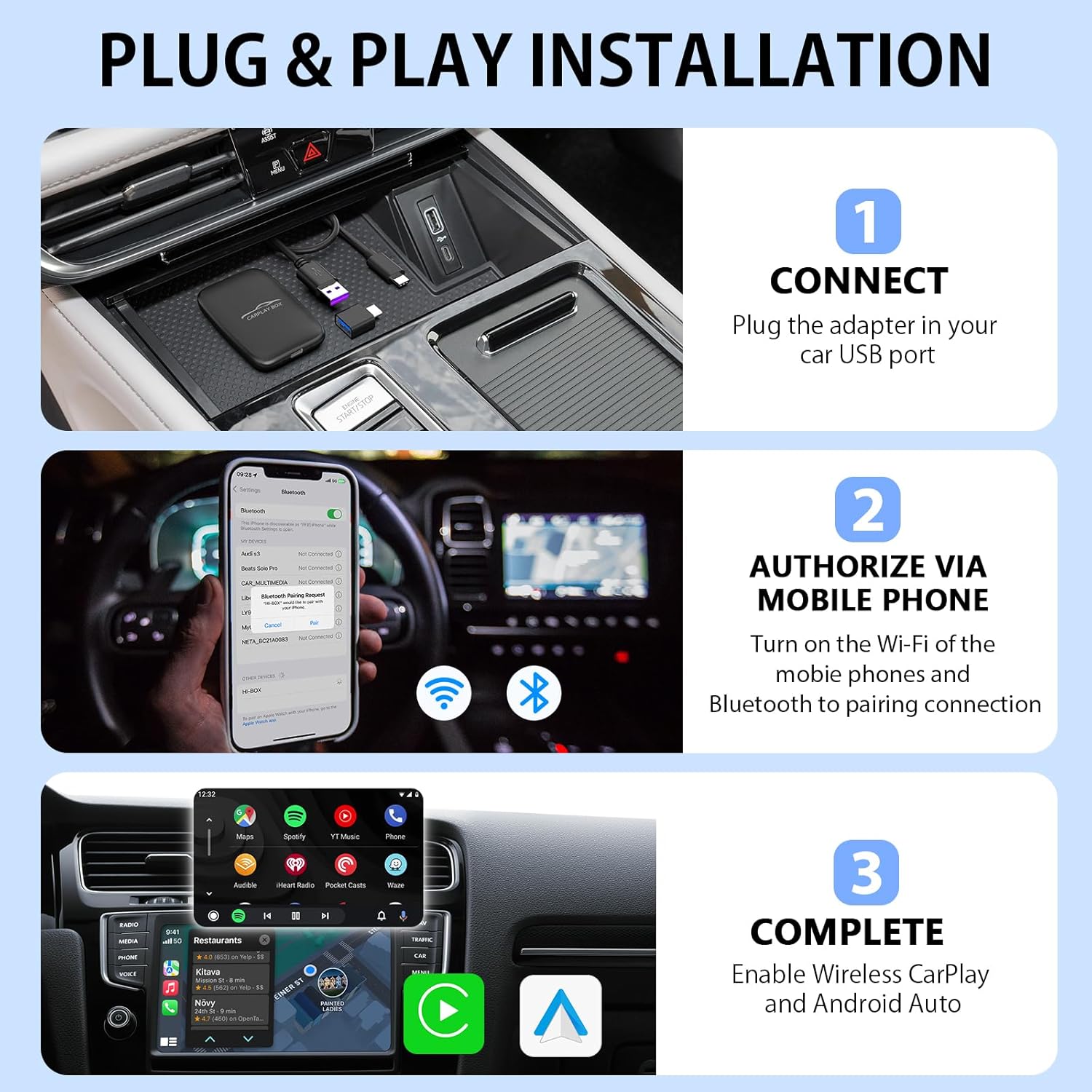 Wireless Carplay Adaptor Android Auto Dongle S2144